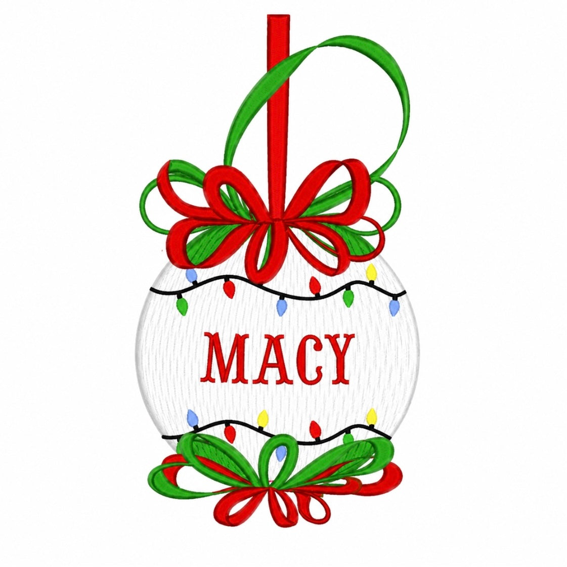 CUSTOM PREORDER: Custom Name Smocked Christmas Lights Ornament (November TAT)