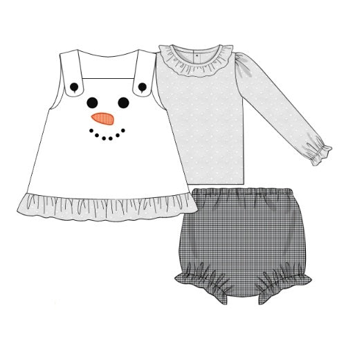 PREORDER: Chiffon & Corduroy Snowman Diaper Set (November TAT)