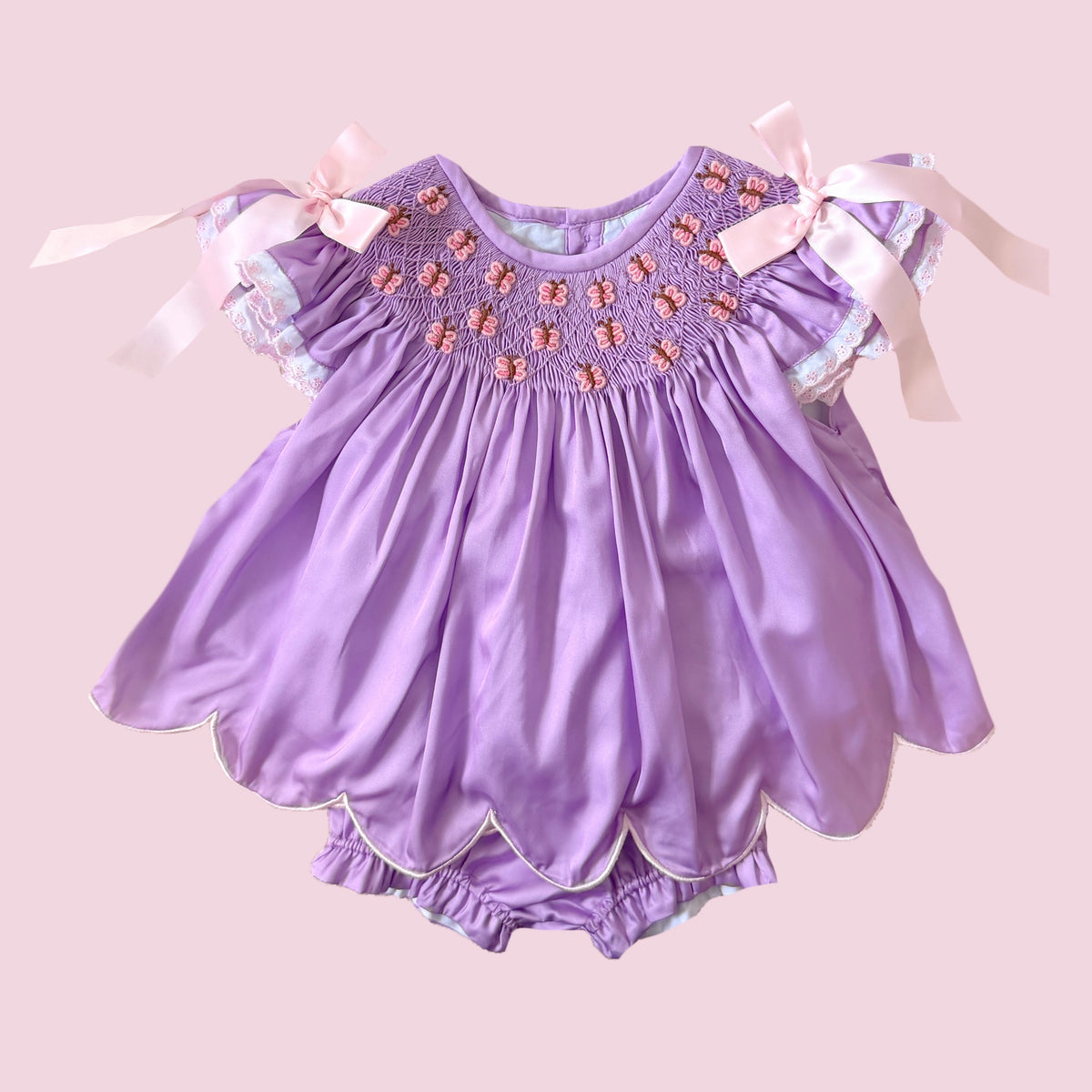 PREORDER: Purple Satin Bullion Stitch Diaper Set (February TAT)
