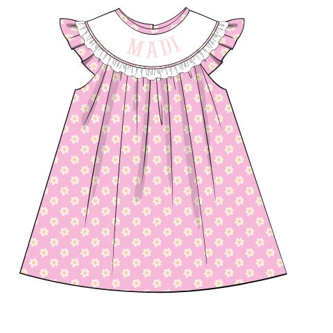 CUSTOM PREORDER: Custom Name Pink Sweetheart Floral Dress