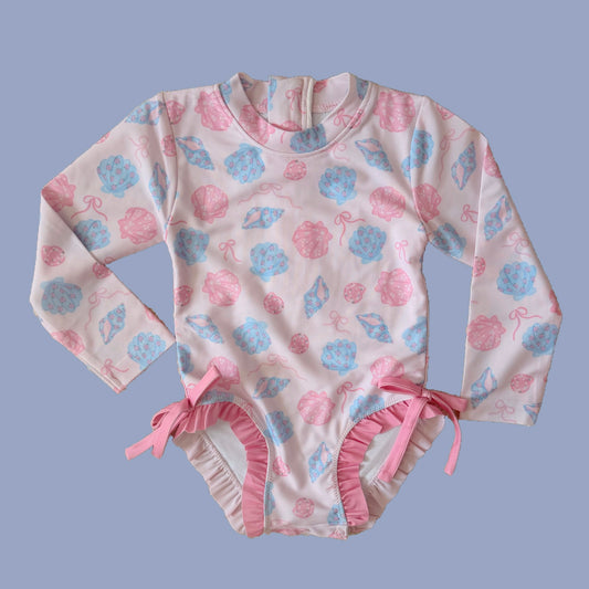 Pastel Shell Rash Guard Swimsuit