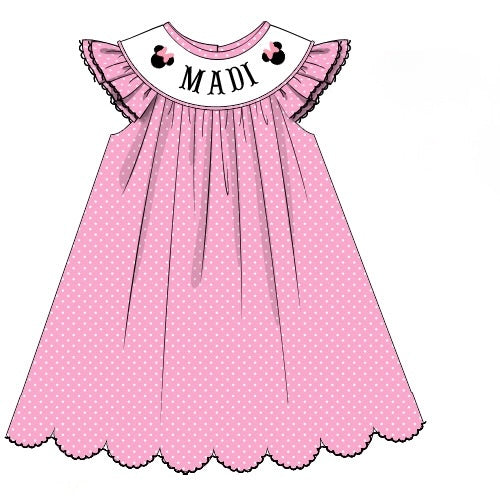 CUSTOM PREORDER: Custom Name Pink Mouse Dress