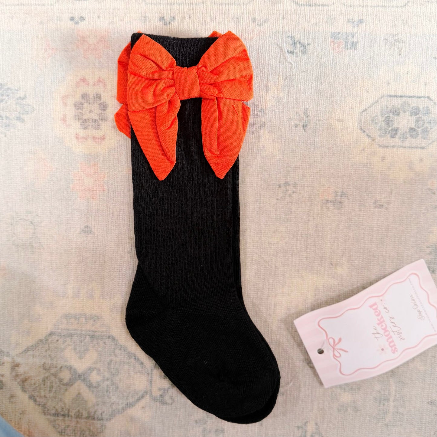 Black with Orange Bow Socks