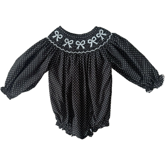 Black Polka Dot Pearl Bow Bubble