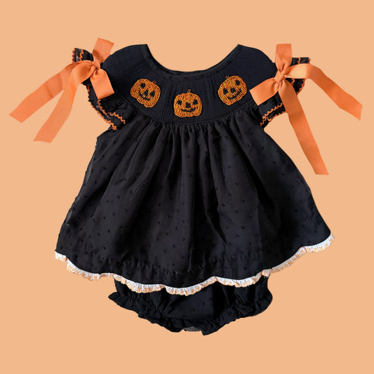 Beaded Jack-O-Lantern Diaper Set