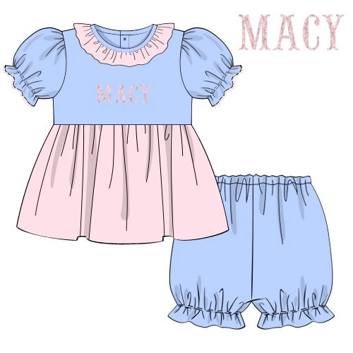 CUSTOM PREORDER: Custom Name French Knot Shorts Set