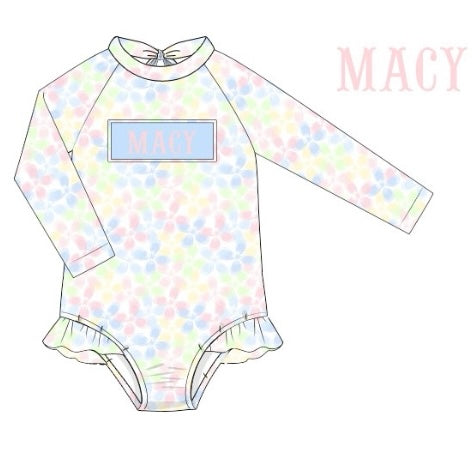 CUSTOM PREORDER: Custom Name Pastel Floral Swimsuit