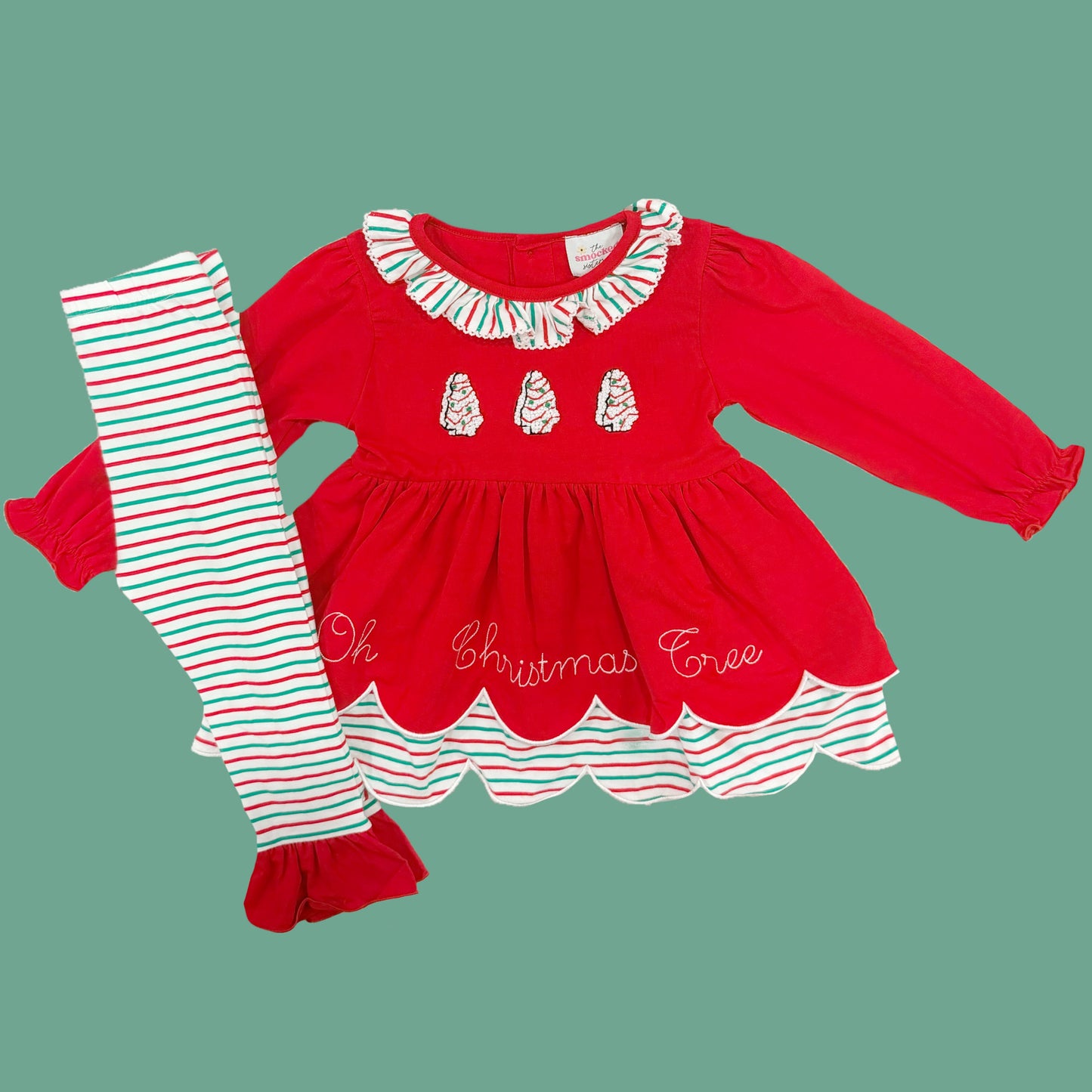 French Knot Christmas Cakes Pants Set