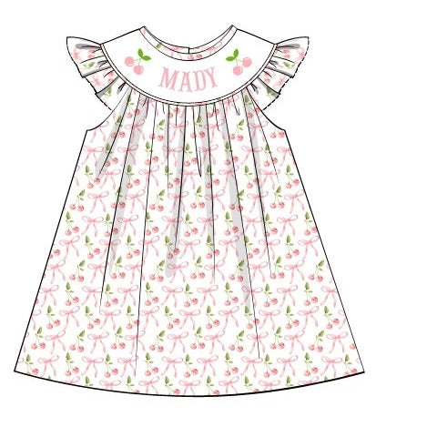 CUSTOM PREORDER: Custom Name Cherry Bow Dress