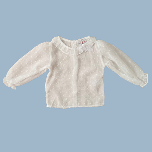 Chiffon White Swiss Dot Shirt