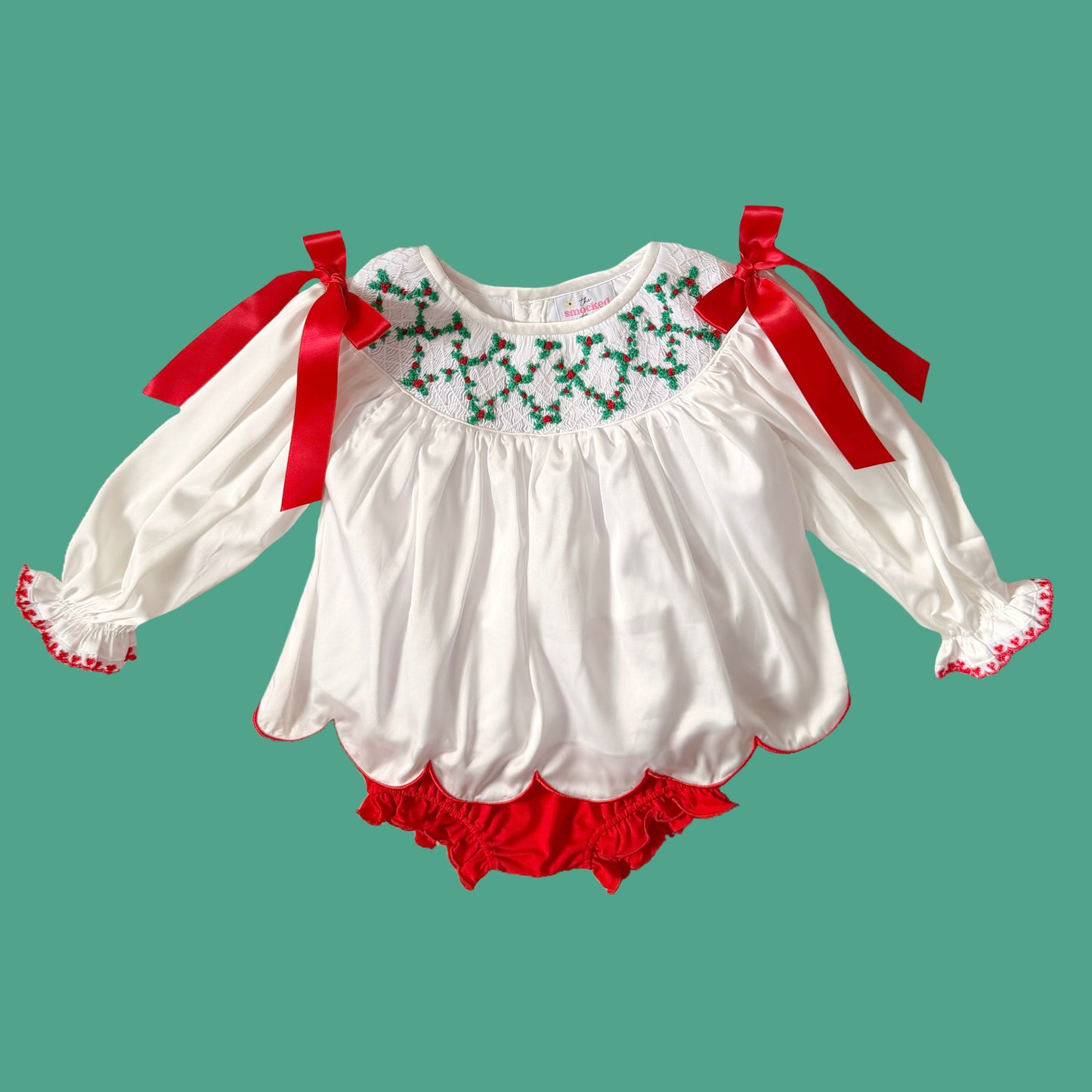 PREORDER: Christmas Satin Holly Diaper Set (November TAT)