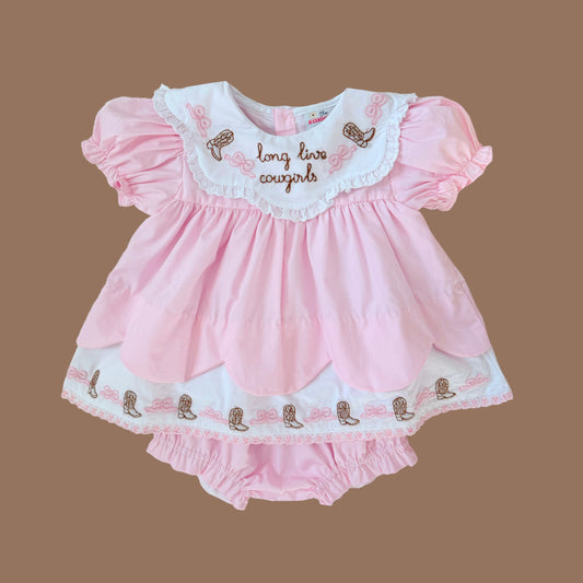 PREORDER: Long Live Cowgirls Shadow Embroidery Diaper Set (May TAT)