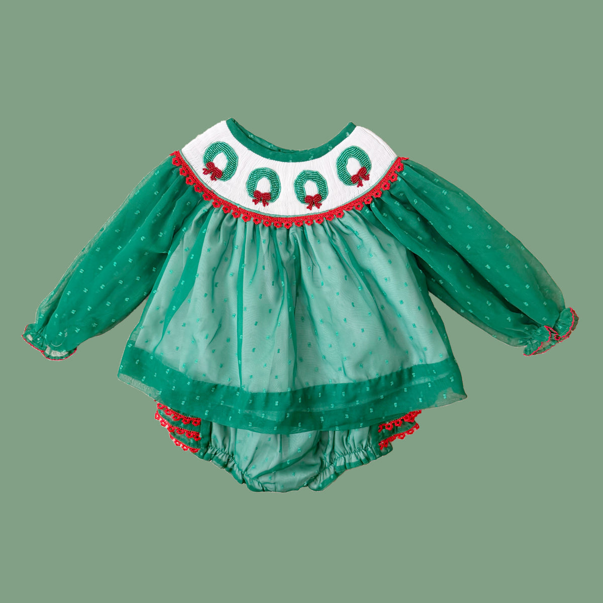 Chiffon Beaded Wreath Diaper Set