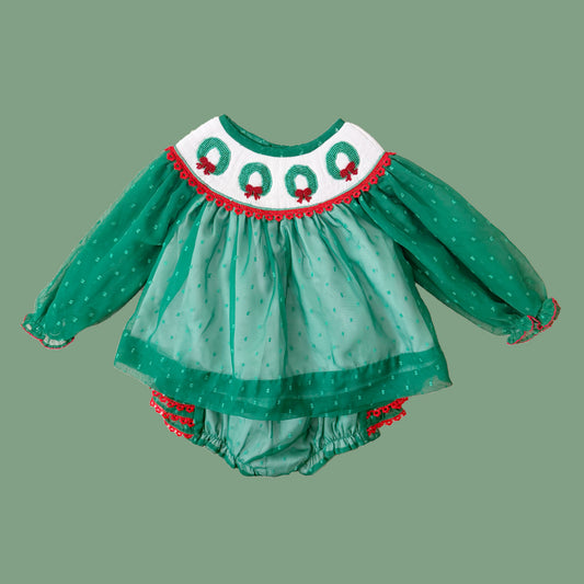 Chiffon Beaded Wreath Diaper Set