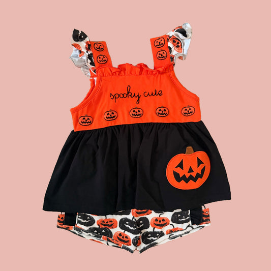 Mikayla’s Spooky Pumpkins Shorts Set