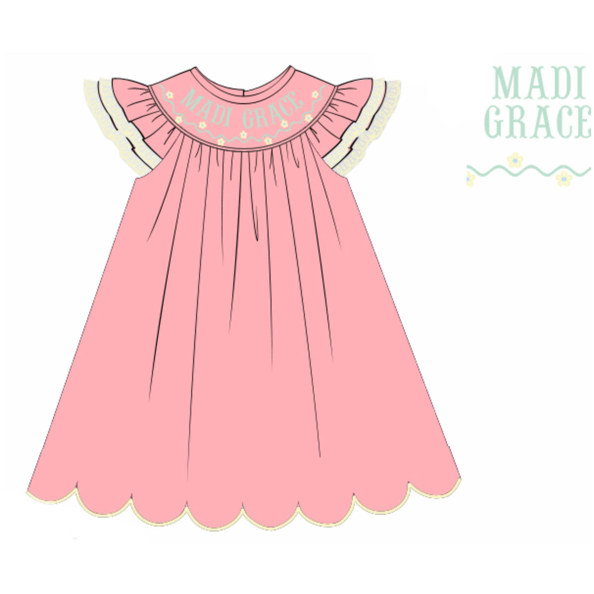 CUSTOM PREORDER: Custom Name Peach & Mint Dress (February TAT)