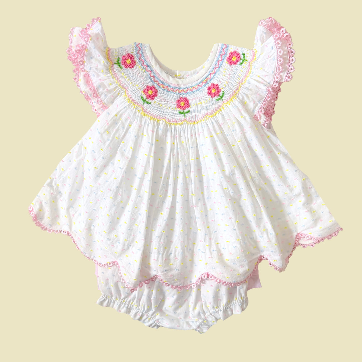 PREORDER: Spring Swiss Dot Flowers Diaper Set (February TAT)
