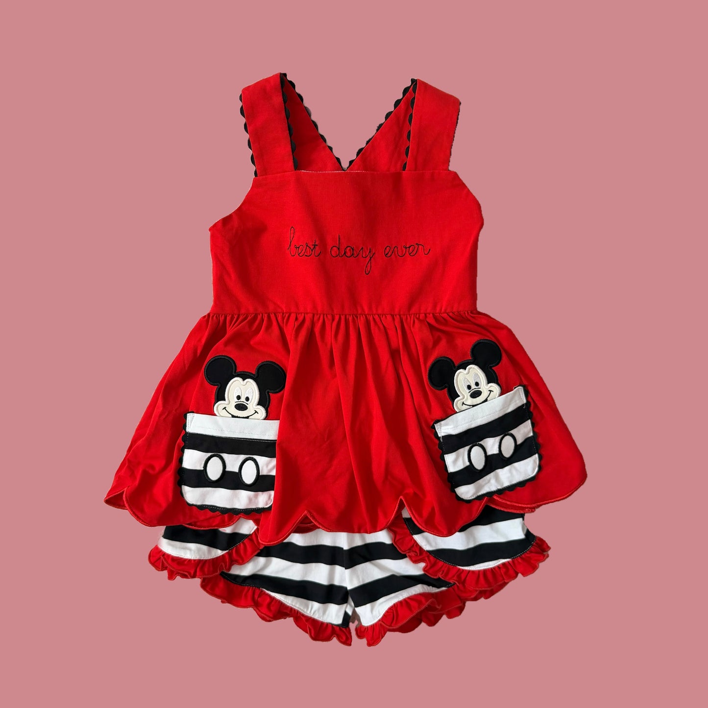 Best Day Ever Red Mouse Shorts Set