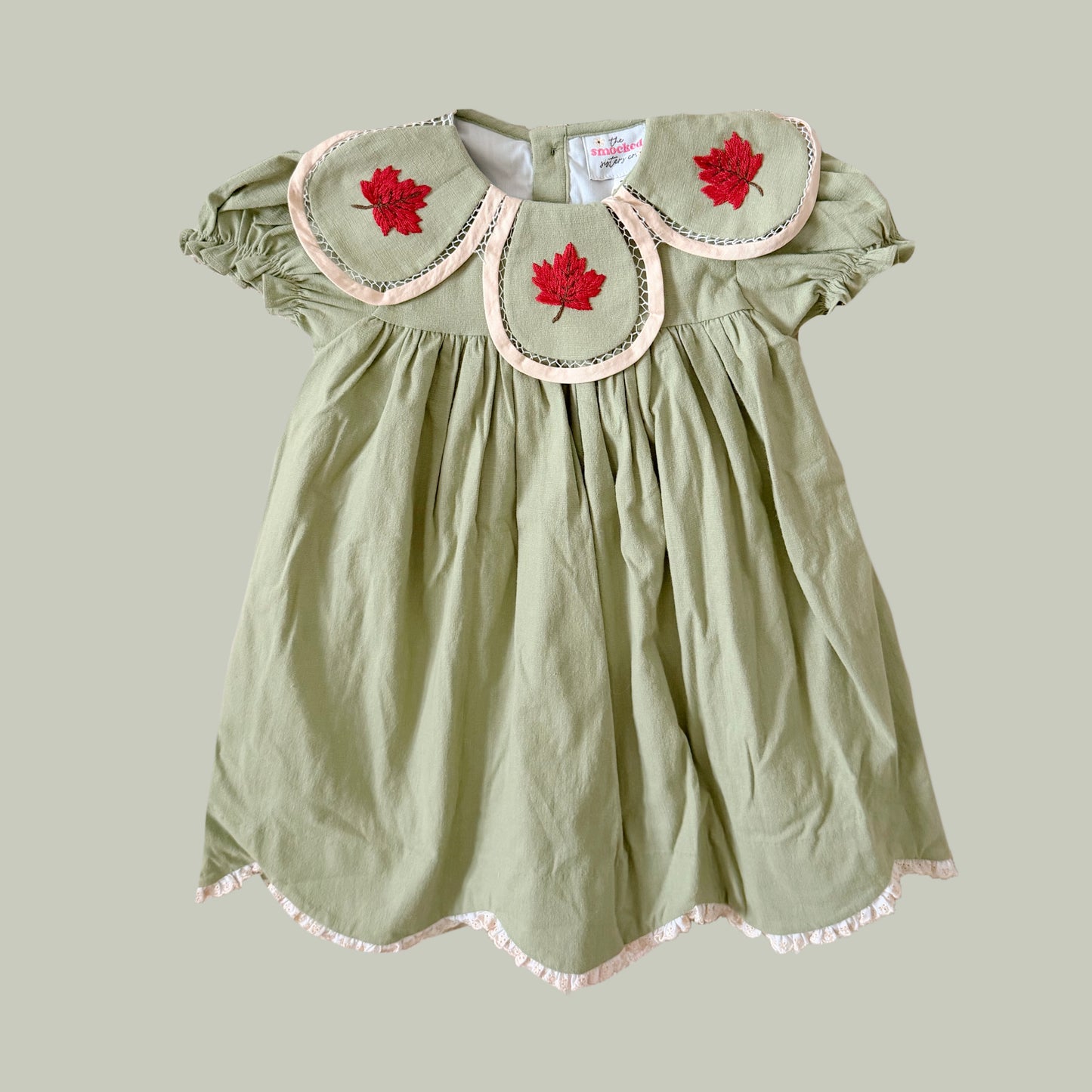 Green Leaf Petal Neck Dress