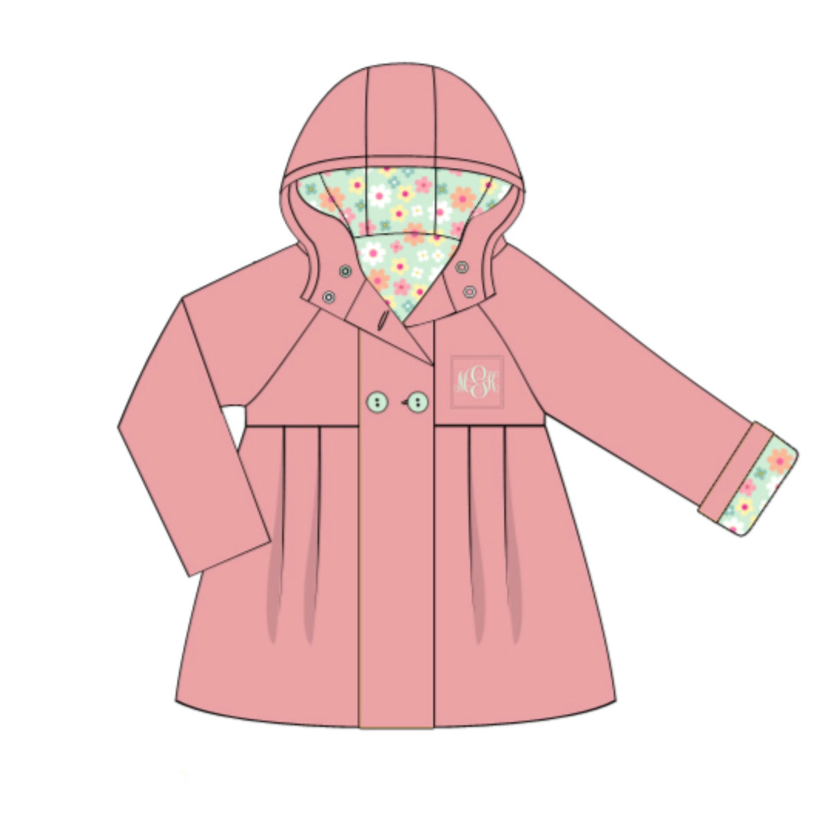 CUSTOM PREORDER: Spring Floral Pink Raincoat (February TAT)
