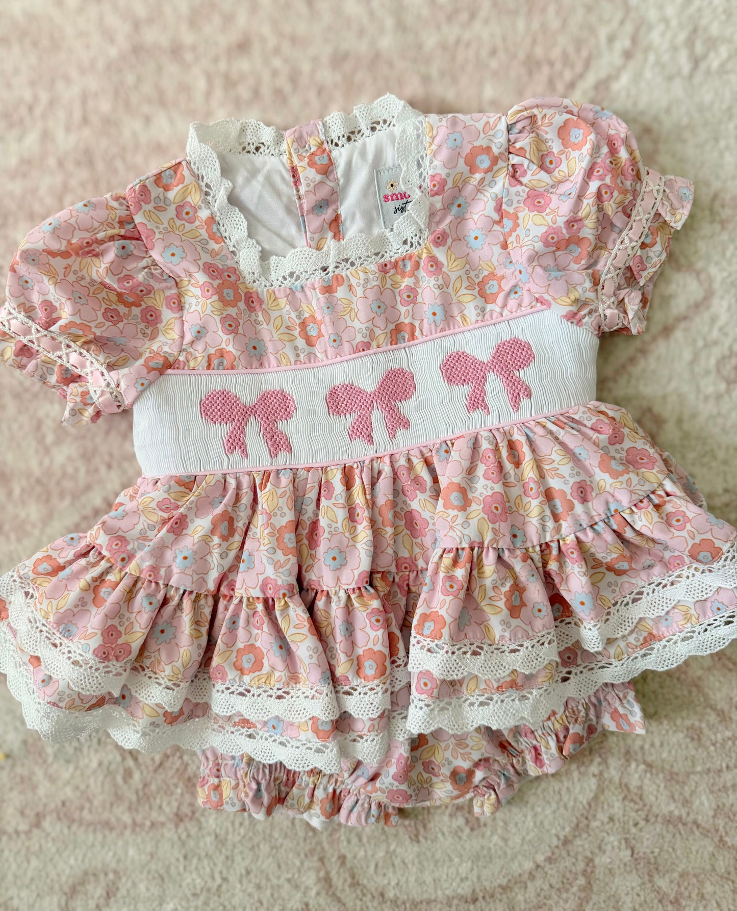 Summer Floral Bows Diaper Set