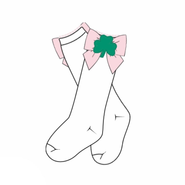 PREORDER: Pink Shamrock Bow Socks (January TAT)
