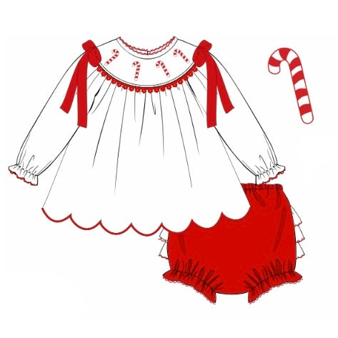 PREORDER: Beaded Candy Cane Diaper Set (November TAT)