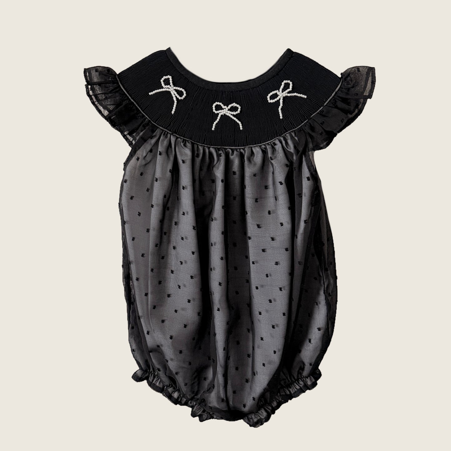 Black Chiffon Pearl Bows Bubble