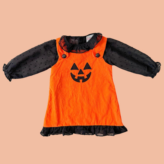 Chiffon & Corduroy Jack-O-Lantern Dress Set