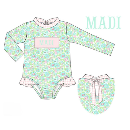 CUSTOM PREORDER: Custom Name Floral Swimsuit