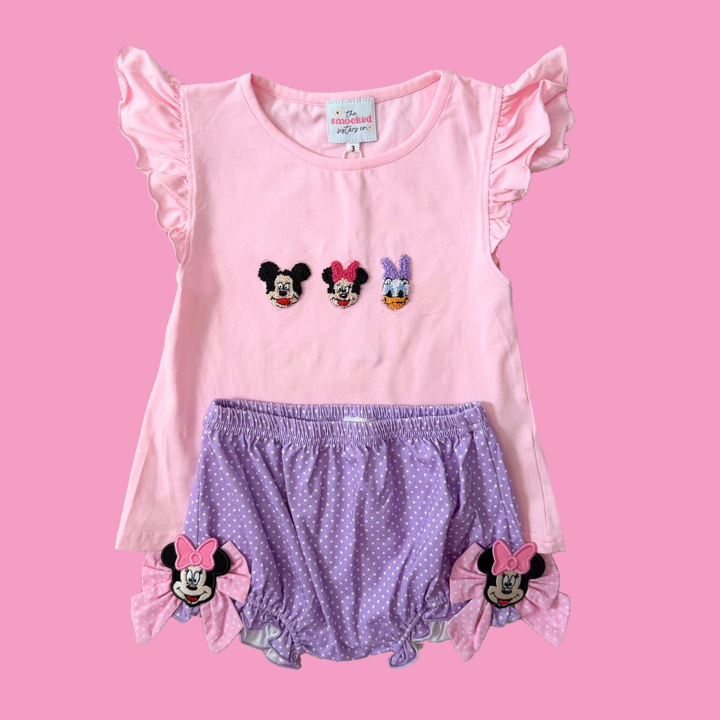 Girly Mouse Bow Diaper Set