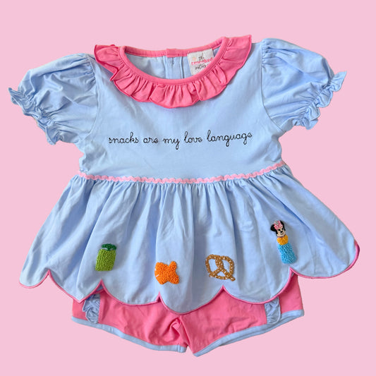 Snacks Are My Love Language Shorts Set