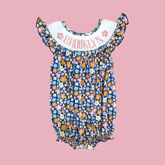 CUSTOM PREORDER: Custom Name Pastel Navy Floral Bubble