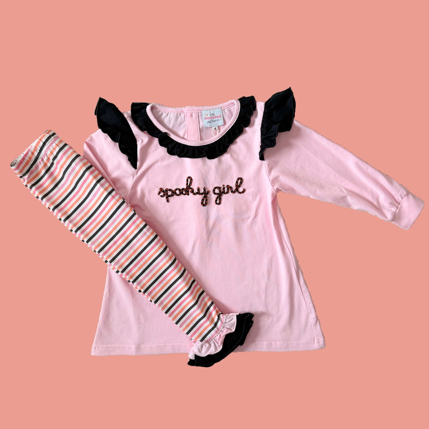 Spooky Girl Beaded Cursive Legging Set