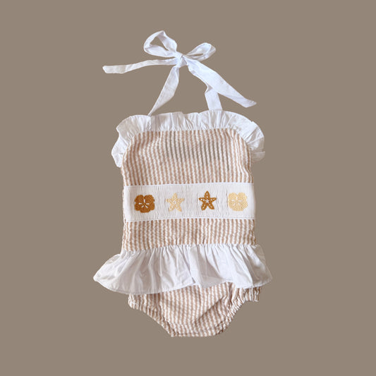 Smocked Seashell One Piece Swimsuit