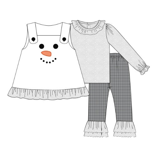 PREORDER: Chiffon & Corduroy Snowman Pants Set (November TAT)