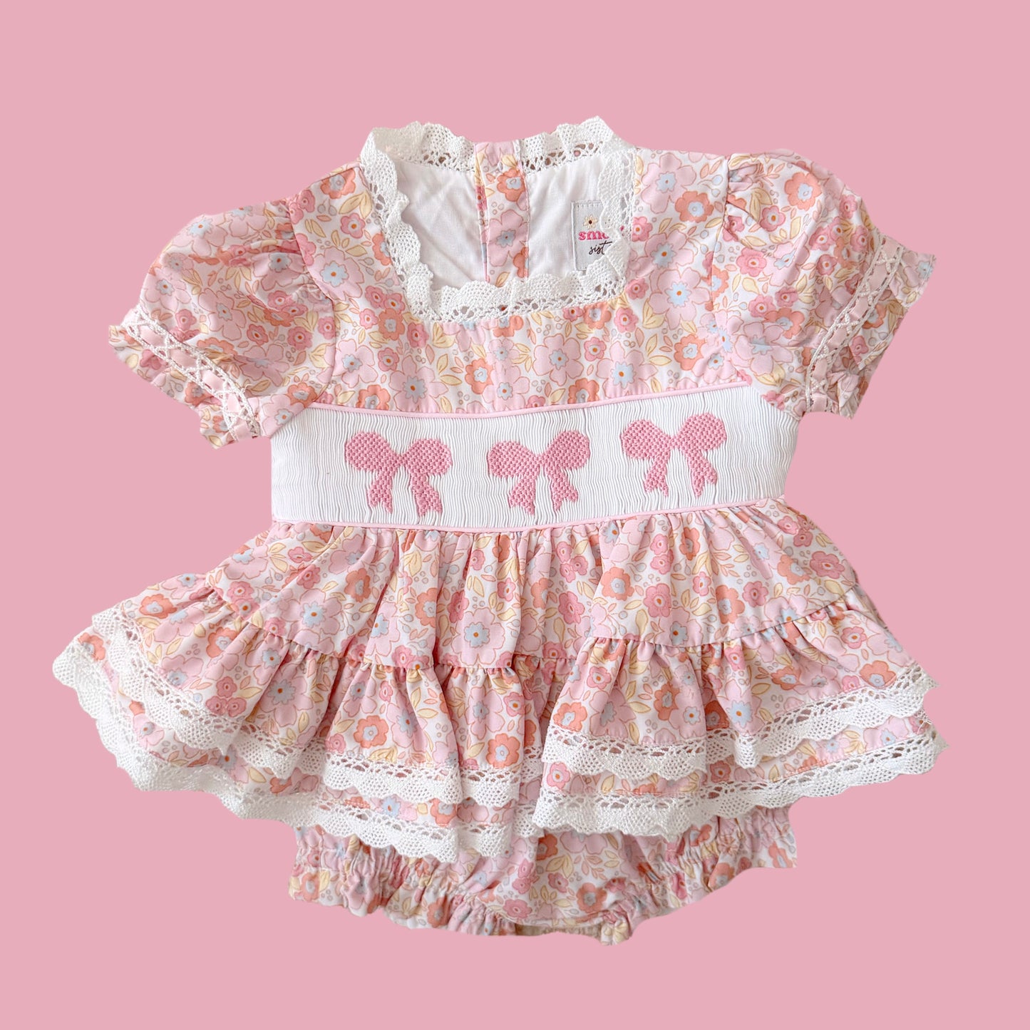 Summer Floral Bows Diaper Set