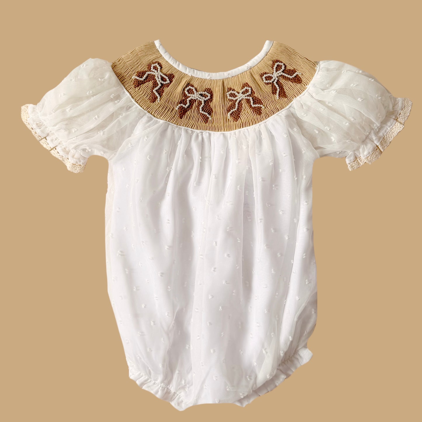 Brown Bows & Pearls Chiffon Bubble