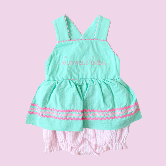 Mama’s Bestie Mint & Seersucker Skirted Bubble