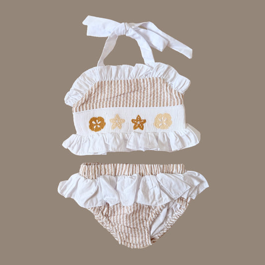 Smocked Seashell Two Piece Swimsuit