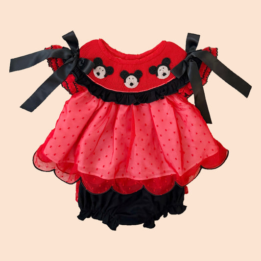 Beaded Red Mouse Diaper Set
