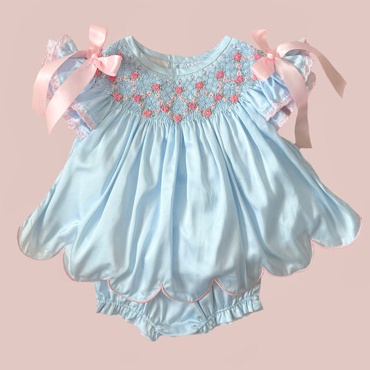 FLASH PREORDER: Addison’s Blue Satin Heirloom Diaper Set (Late August TAT)