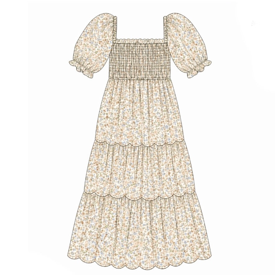 Dusty Fall Blossom Mom Dress