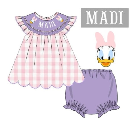 CUSTOM PREORDER: Custom Name Girly Duck Diaper Set