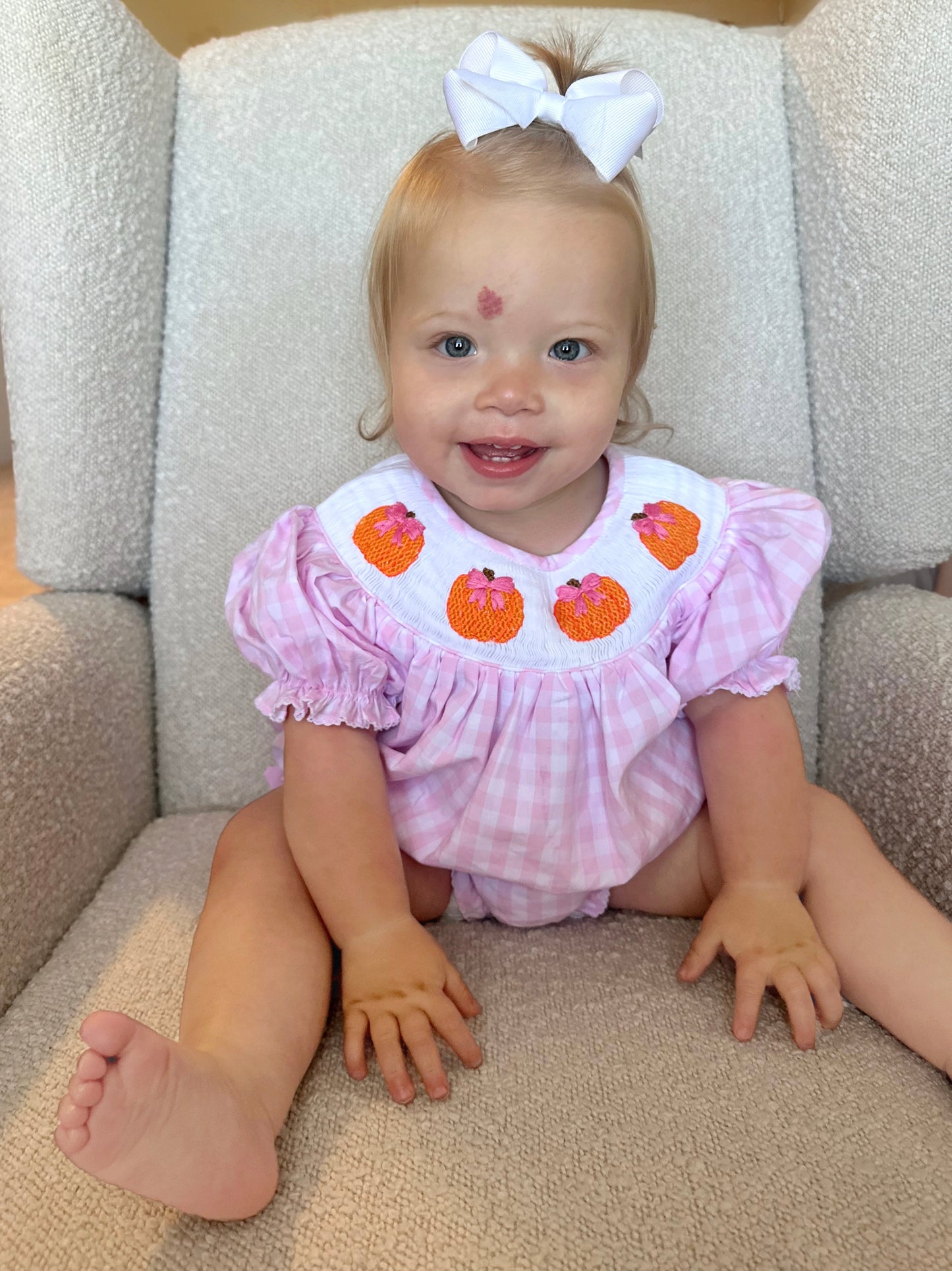 Pink Pumpkin Bow Bubble